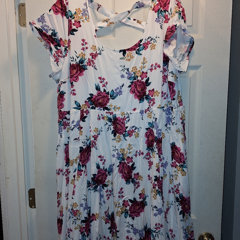 3x Torrid Floral Dress with criss cross back
